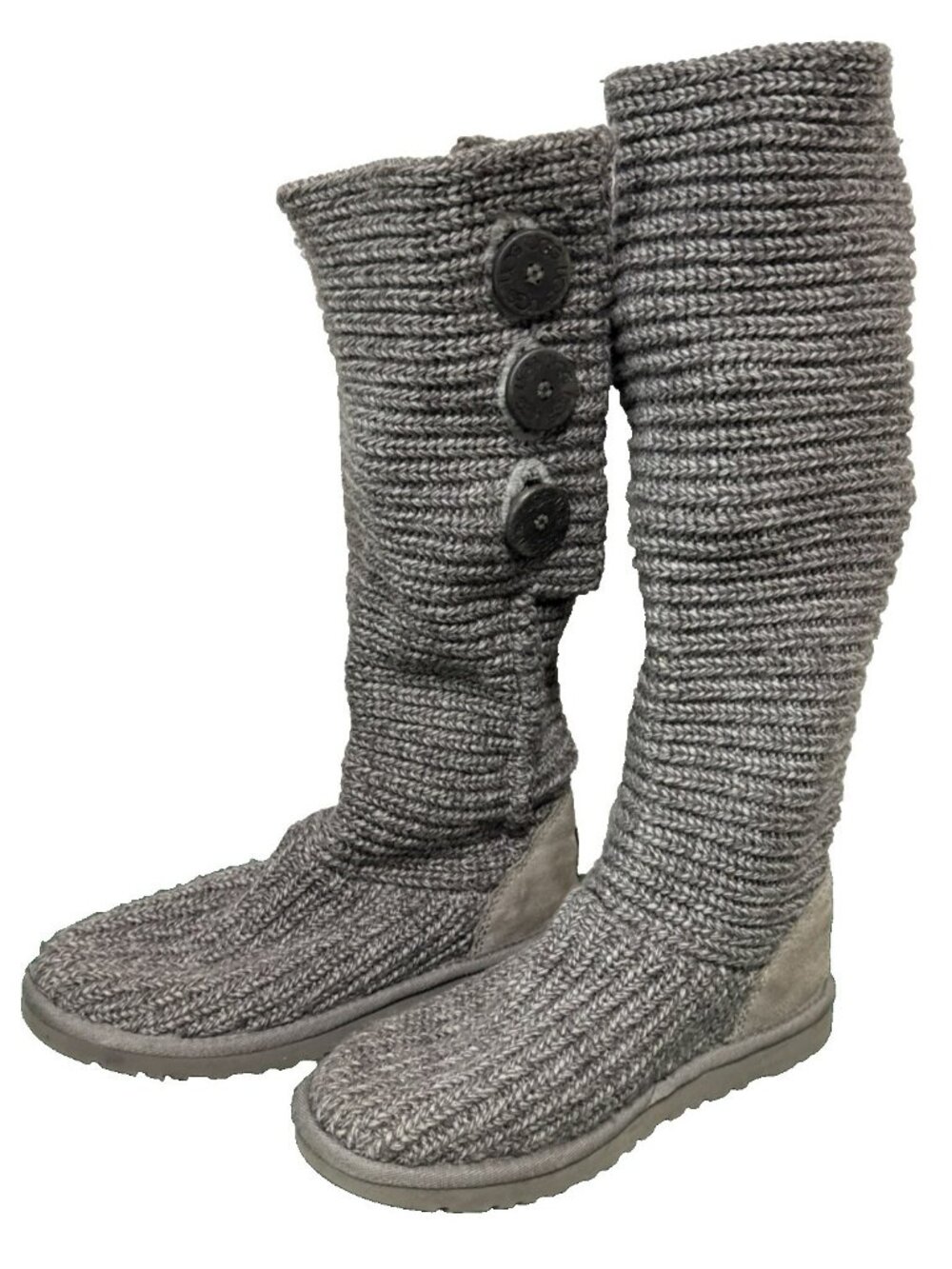 UGG Australia Women’s Knit Cardy Boots Gray Sweater Sheepskin 5819 US Size 6 US